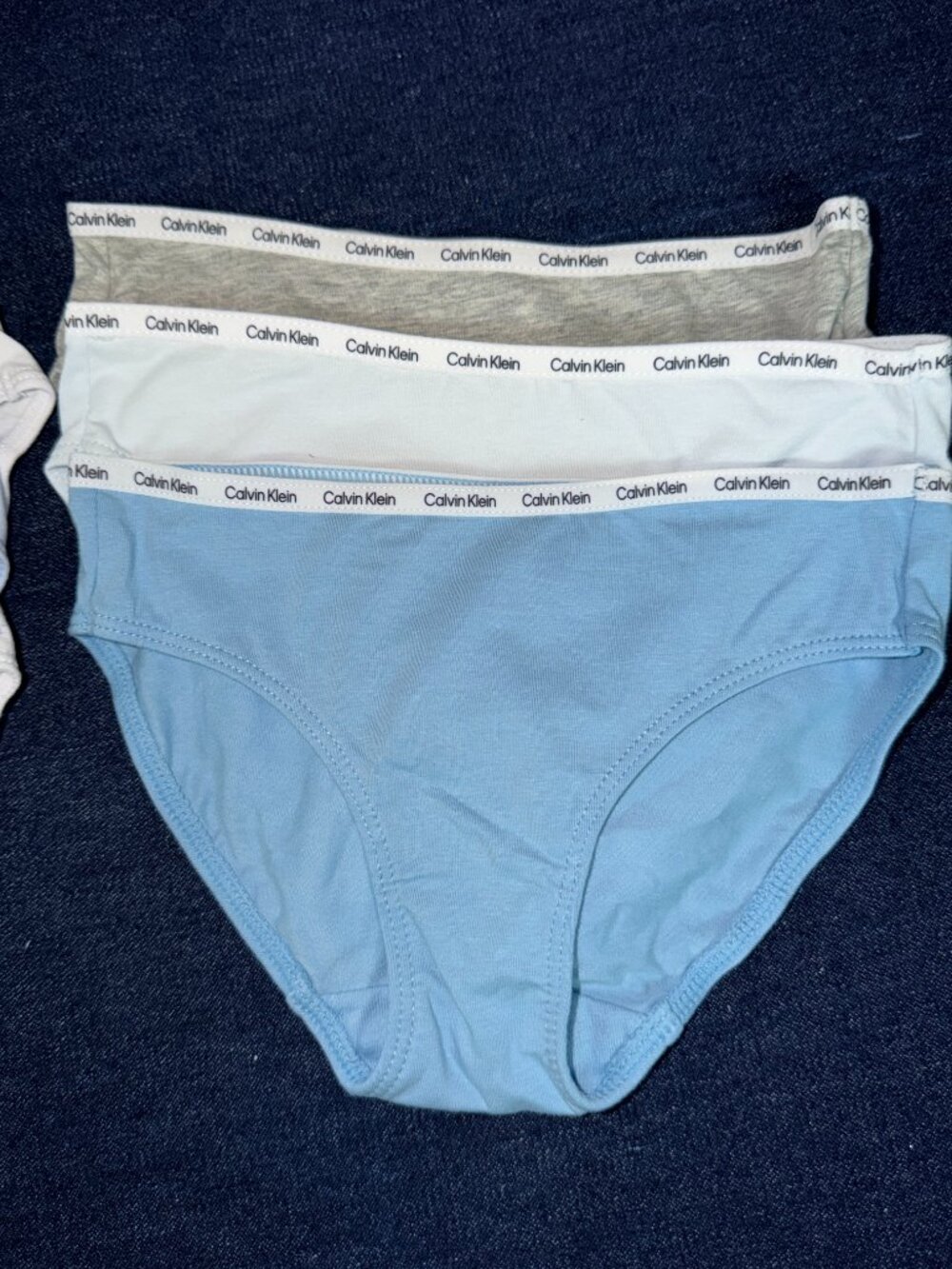 Calvin Klein Girls Underwear 5-Pack Size S (7/8) Blue White Gray Bikini Panties - Picture 5 of 5